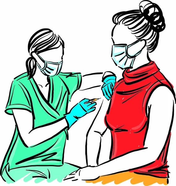 Nurse Doctor Vaccination Concept Prevention Virus Vector Illustration — Vettoriale Stock