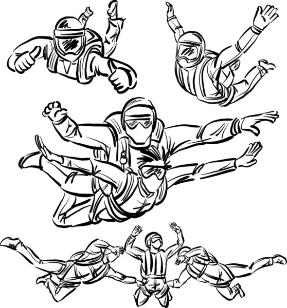 Sky Diving Extreme Sport Lifestyle Brush Stroke Vector Illustration — Archivo Imágenes Vectoriales