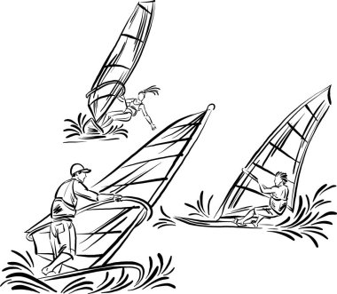 windsurf extreme sport stroke brush image vector illustration