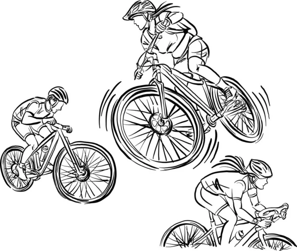 mountain  race bike extreme sport stroke brush image vector illustration