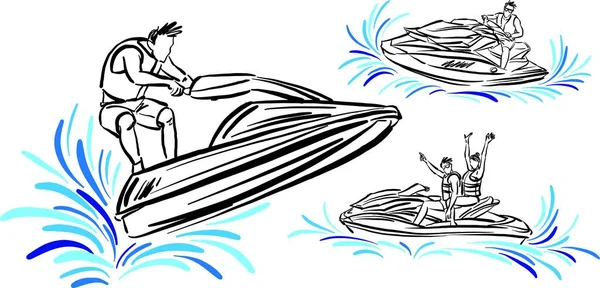 Jet Ski Extreme Sport Lifestyle Vector Illustration — Stockvektor