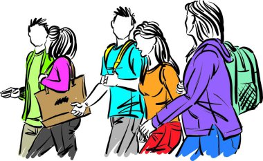 group of college students together back to school concept vector illustration