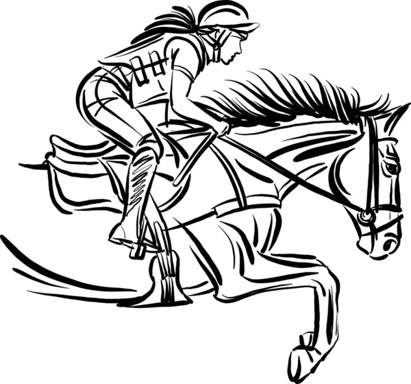 Jockey Riding Race Horse Extreme Sport Vector Illustration — 스톡 벡터