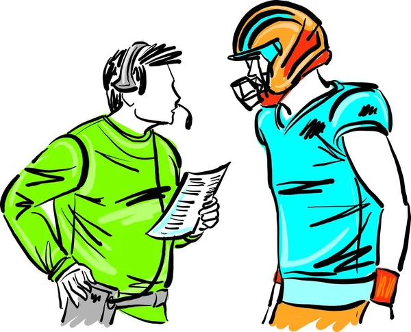 Football Player Listening Instructions Sports Concept Vector Illustration — Stockvektor