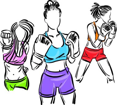 kick boxing moves training brush stroke design sports concept vector illustration