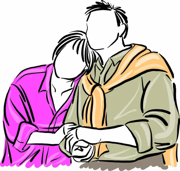 Happy Romantic Senior Couple Man Woman Together Concept Vector Illustration — Stok Vektör