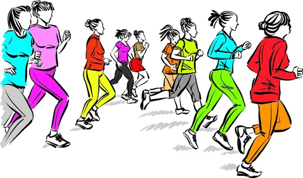People Running Jogging Sports Concept Vector Illustration — Stockvektor