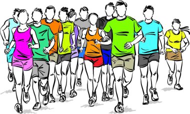 people 2 running jogging sports concept vector illustration