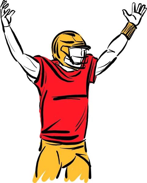 Victory Winner Football Player Happy Win Game Sports Concept Vector — ストックベクタ