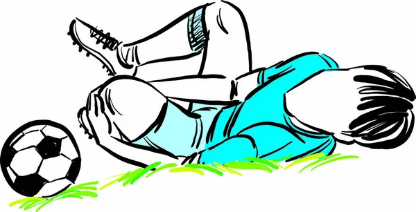 Soccer Player Injury Playing Sport Health Concept Vector Illustration —  Vetores de Stock