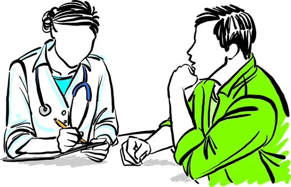 Patient Doctor Health Care Concept Man Medical Prescription Vector Illustration — ストックベクタ