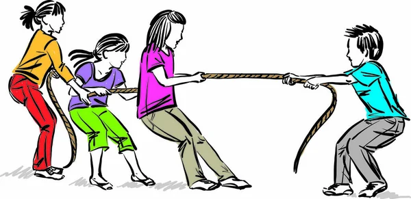 Crianças Brincando Juntos Equipe Conceito Amizade Vetor Ilustração — Vetor de Stock