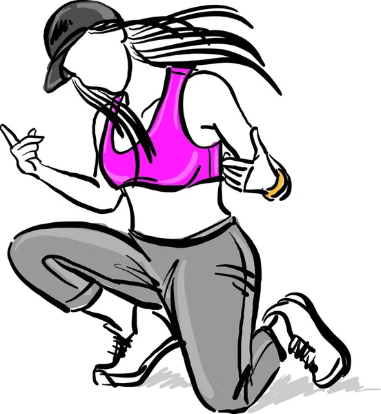 Joven Chica Mujer Hip Hop Bailarina Posando Fresco Concepto Danza — Vector de stock