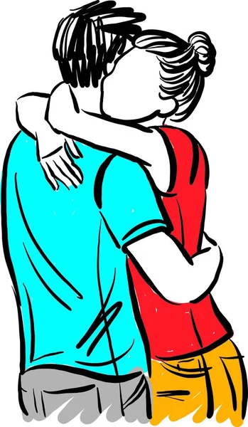 Ζευγάρι Στην Έννοια Της Αγάπης Αγκαλιάζει Ένας Τον Άλλον Άνδρα — Διανυσματικό Αρχείο