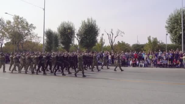 Saloniki Grecja Grecka Parada Personelu Oxi Day Grecki Marsz Wojskowy — Wideo stockowe