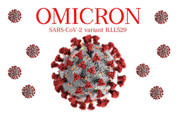 Omicron Nova Variante Mutação Sars 529 Conceito Com Título Ilustração — Fotografia de Stock