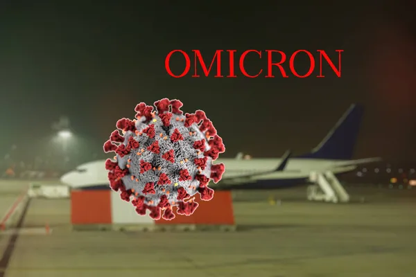 Omicron Sars Varianta Mutace 529 Koncepce Omezení Cestování Titulem Obrázek — Stock fotografie