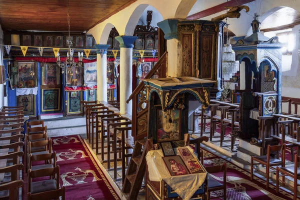 Agios Athanasios Yunanistan Hıristiyan Ortodoks Kilisesinin Içini Boşalttı Badet Simgeleri — Stok fotoğraf