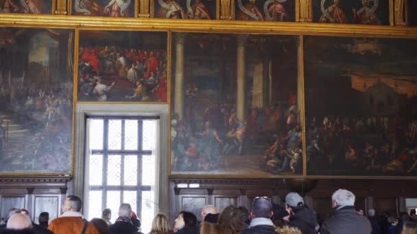 Venezia Italia Palazzo Ducale Punto Riferimento Interno Visitatori 1340 Palazzo — Video Stock