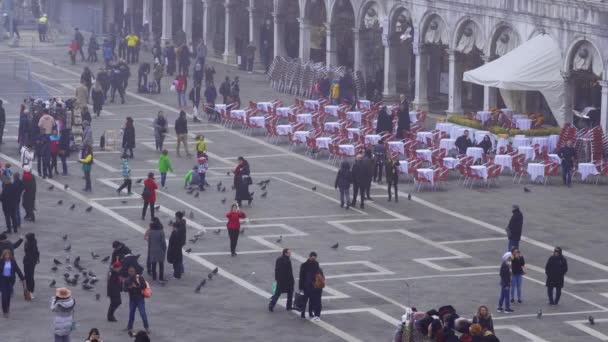 Wenecja Włochy Podwyższony Widok Dnia Turystów Głównym Placu Świętego Marka — Wideo stockowe