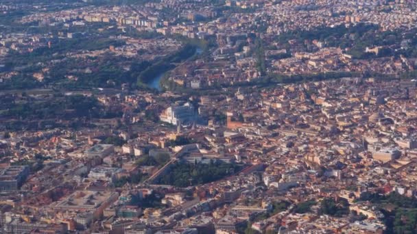 Aerial Landscape Day View Rome City Historic Center River Tiber — Stockvideo