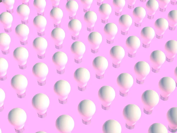 Representación 3D de bombillas blancas y fondo rosado.3d Render —  Fotos de Stock