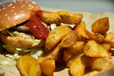 Yakın çekim, yakın çekim Burger, self-servis restoranından Hamburger