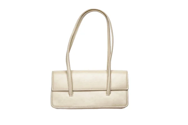 Beige Ladies Bag Isolated White Background — 图库照片