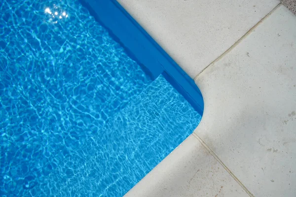 Swimming Pool Blue Water Outdoors Stone Gray Edge Close Top — 图库照片