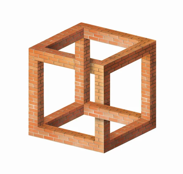 Impossible Brick Cube White Background Isolated — Stock Photo, Image
