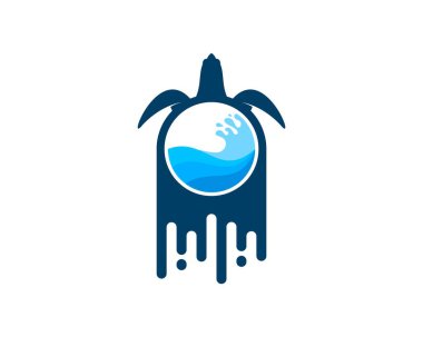 İçinde soyut plaj dalgası olan hızlı kaplumbağa.