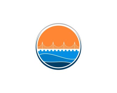 Çember logosunda köprü ve nehir manzarası