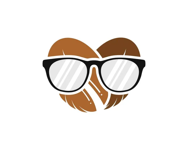Dos Granos Café Con Gafas Geek Dentro — Vector de stock
