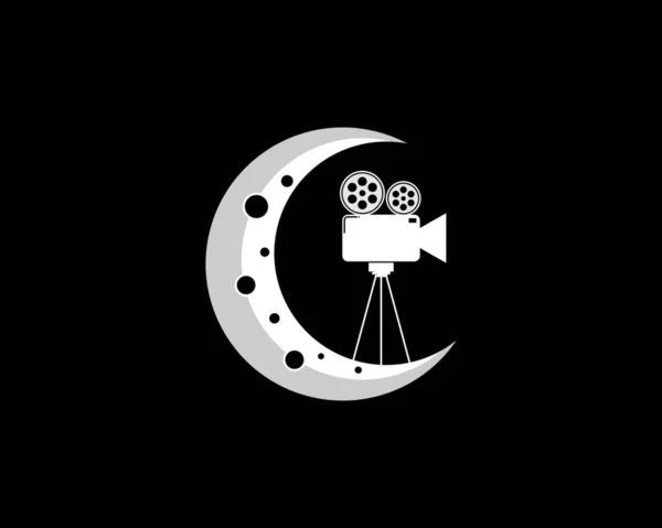 Enregistreur Caméra Vidéo Sur Croissant Lune — Image vectorielle