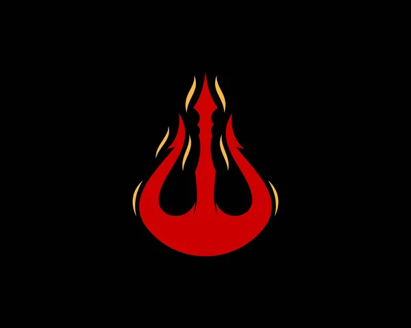 Tridente Del Diablo Con Logotipo Ilustración Llama Fuego — Vector de stock