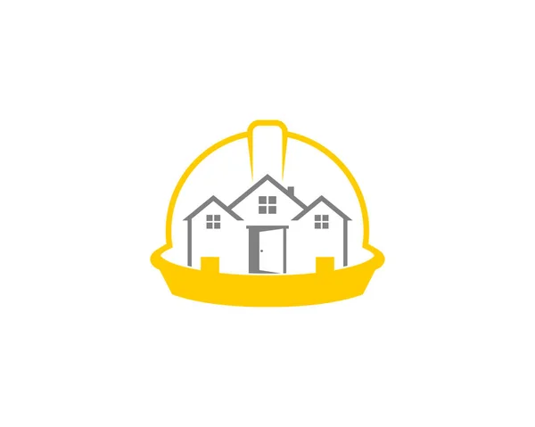 Будинок Логотипі Безпечного Шолома Працівника — стоковий вектор