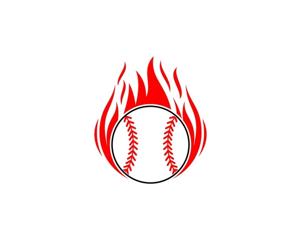 Baseball Con Fiamma Fuoco Dietro — Vettoriale Stock