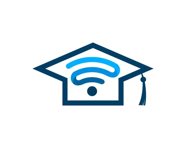 Chapeau Graduation Simple Avec Symbole Wifi Intérieur — Image vectorielle