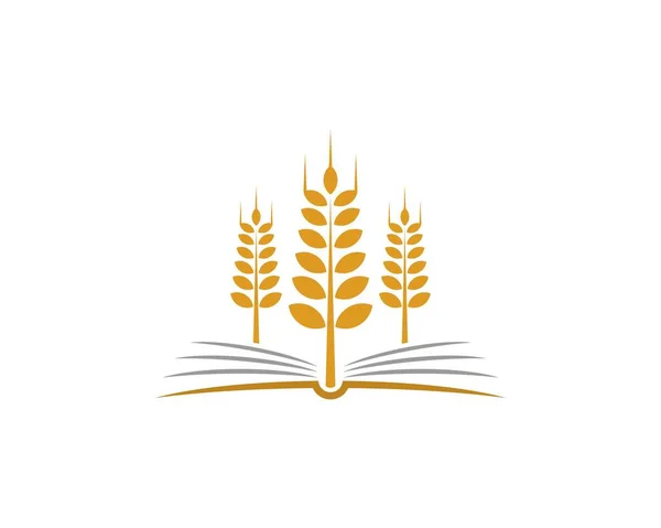 Weizenfarm Auf Dem Offenen Buch Logo — Stockvektor