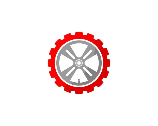 Cerchioni Auto Nella Ruota Ingranaggi Illustrazione Logo — Vettoriale Stock