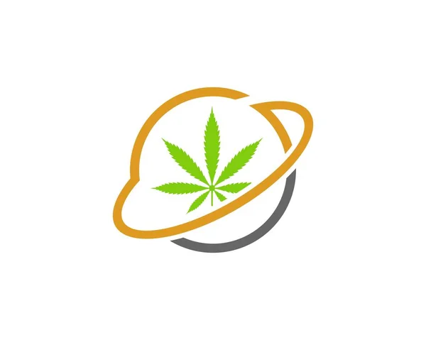 Cannabis Planet Line Logo — Stock Vector