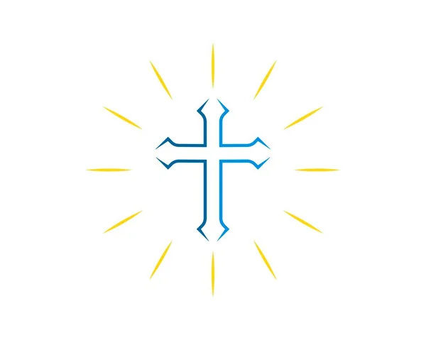 Prosty Symbol Krzyża Religii Błyszczącym Połyskiem — Wektor stockowy