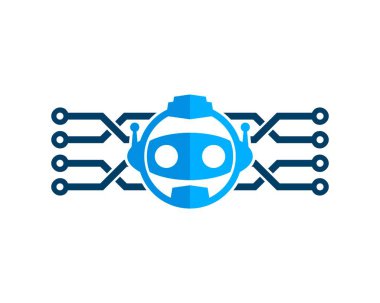 İçinde robot yüz olan soyut devre teknolojisi