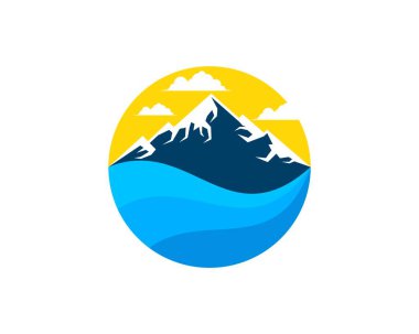 Soyut sahil dalgası ve dağ ile daire şeklinde.