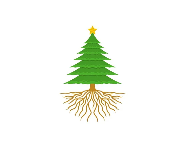 Christmas Tree Roots Illustration Logo — Stock Vector