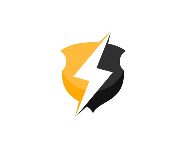Símbolo Electricidade Logótipo Escudo — Vetor de Stock