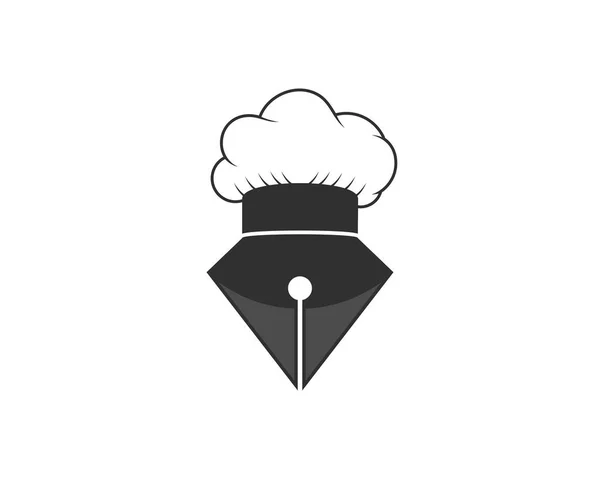 Pen Nib Chef Hat Illustration Logo — Stock Vector