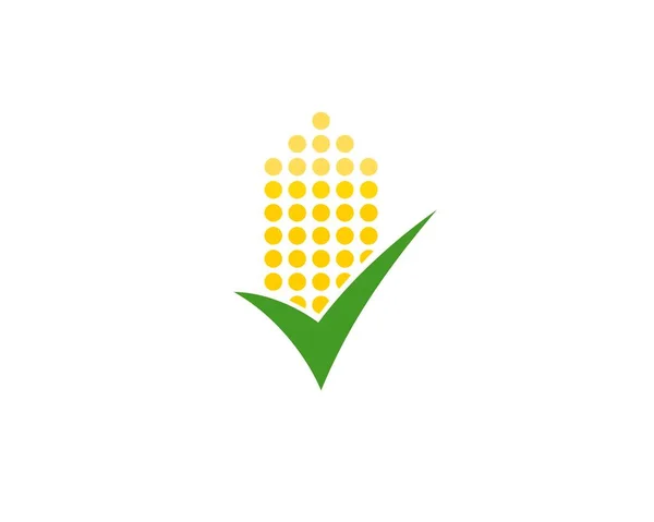 Maïs Het Groene Vinkje Logo — Stockvector