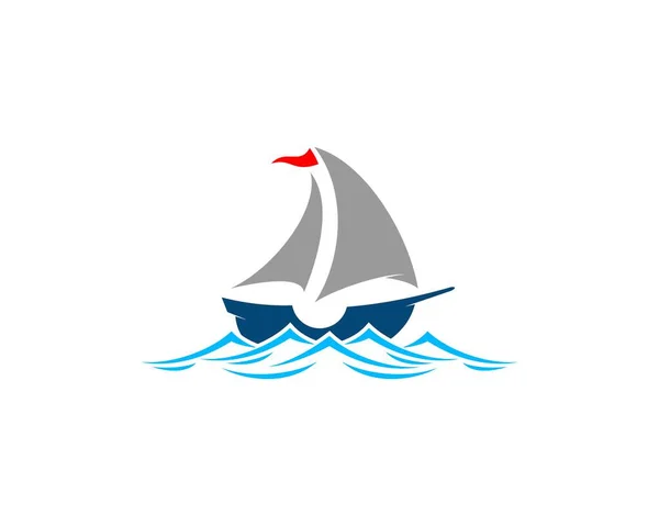 Zeilboot Het Zee Wave Logo — Stockvector