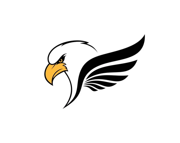 Cabeza Águila Con Alas Desplegables Logo Ilustración — Vector de stock